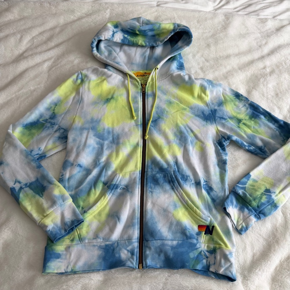 Aviator Nation Tie Dye Zip Up Hoodie Size Medium